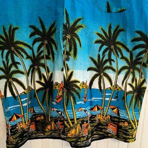 Vintage 1980's Blue Hawaiian Holiday Shirt / Large Men's Shirt